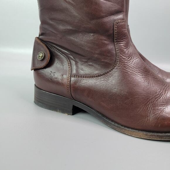 Frye Melissa Button Zip Short Ankle Boots Brown Womens Size 8.5 M - Picture 9 of 16